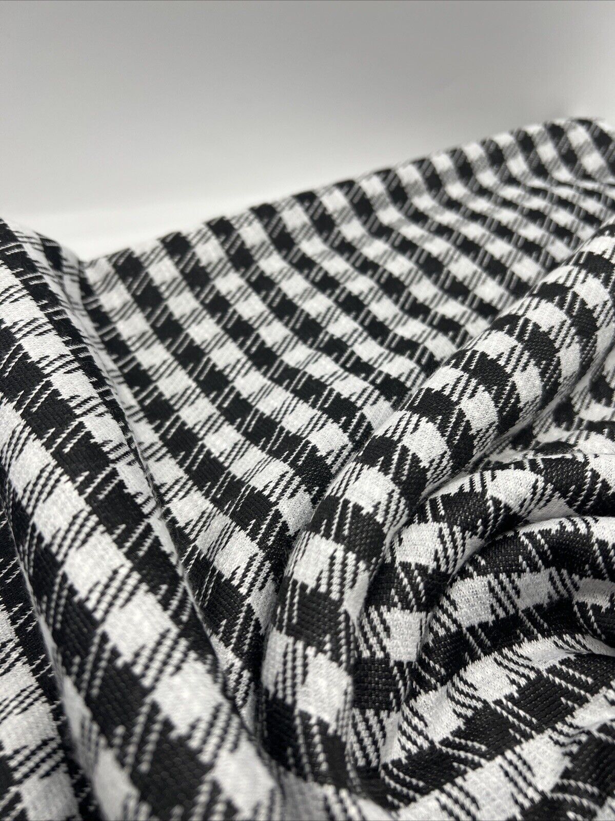 Grey Black Square Jacquard Fabric