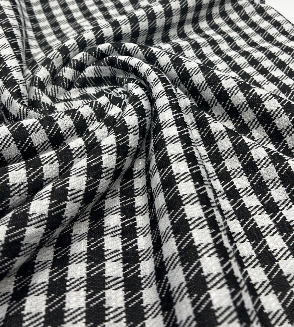 Grey Black Square Jacquard Fabric