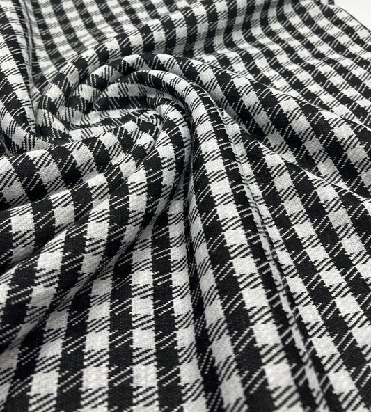 Grey Black Square Jacquard Fabric