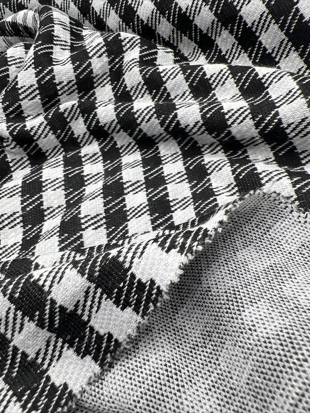 Grey Black Square Jacquard Fabric