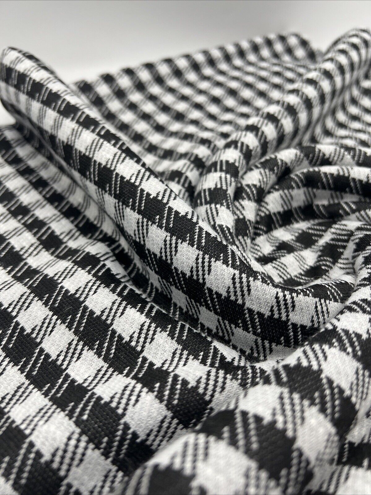 Grey Black Square Jacquard Fabric