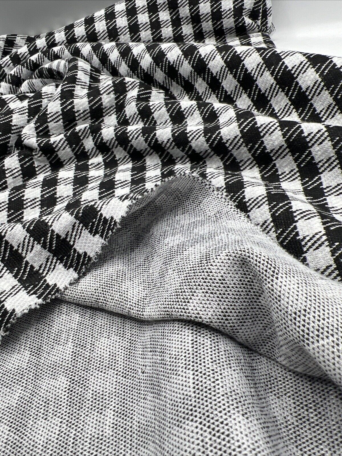 Grey Black Square Jacquard Fabric