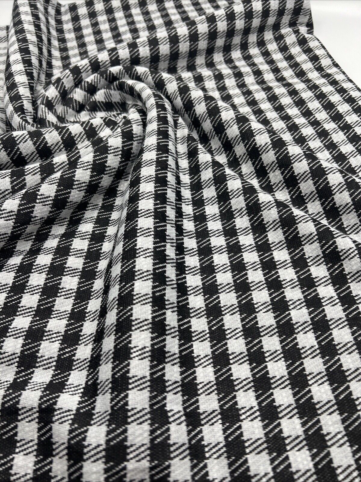 Grey Black Square Jacquard Fabric