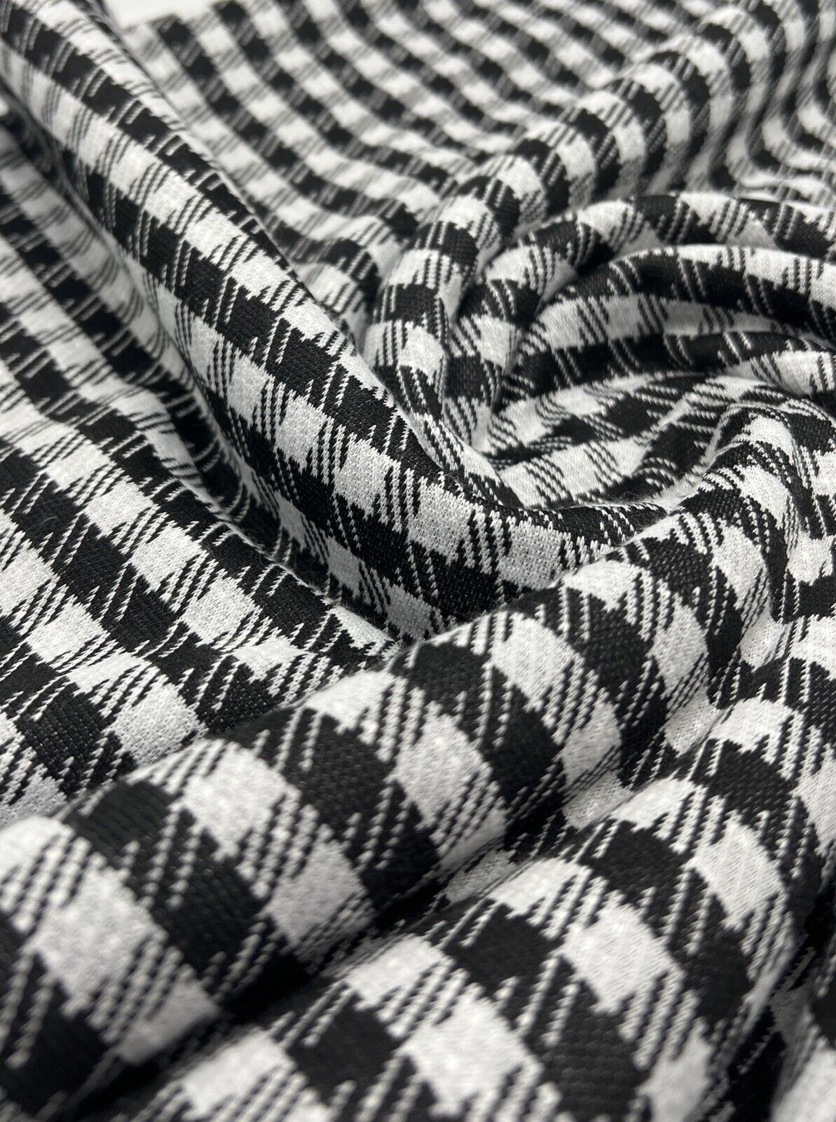 Grey Black Square Jacquard Fabric