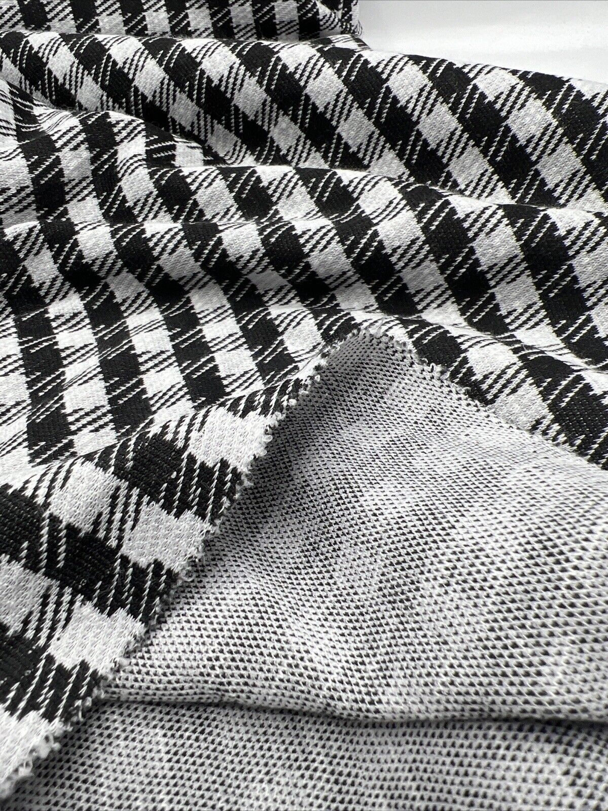 Grey Black Square Jacquard Fabric
