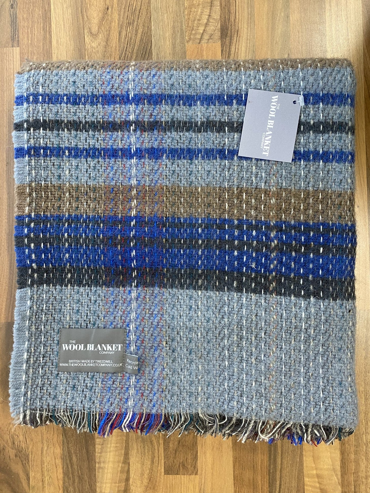 Large Checked Random Recycled Wool Blanket