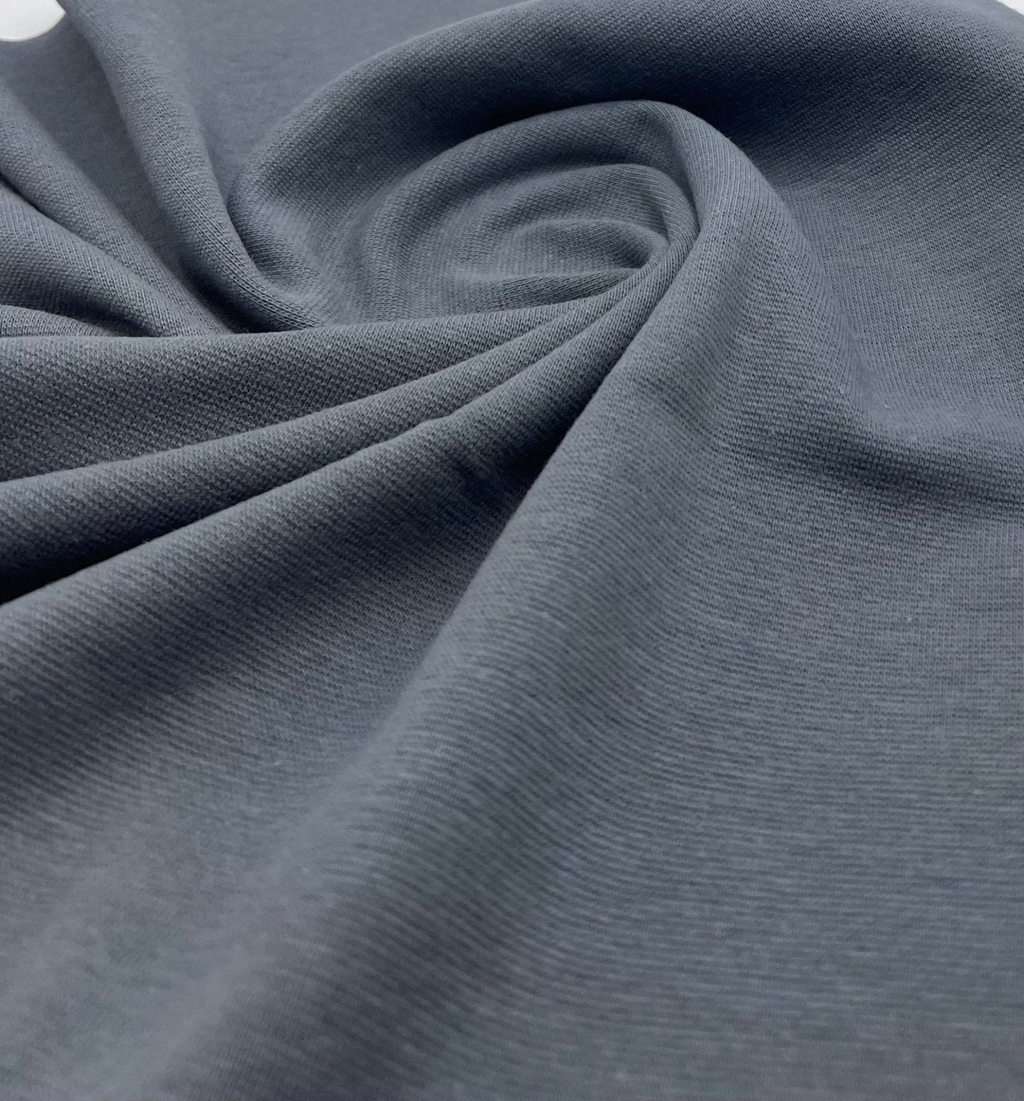 Grey Jersey Cuffing Ribbing Fabric 270 GSM Cotton Knit 70cm Wide