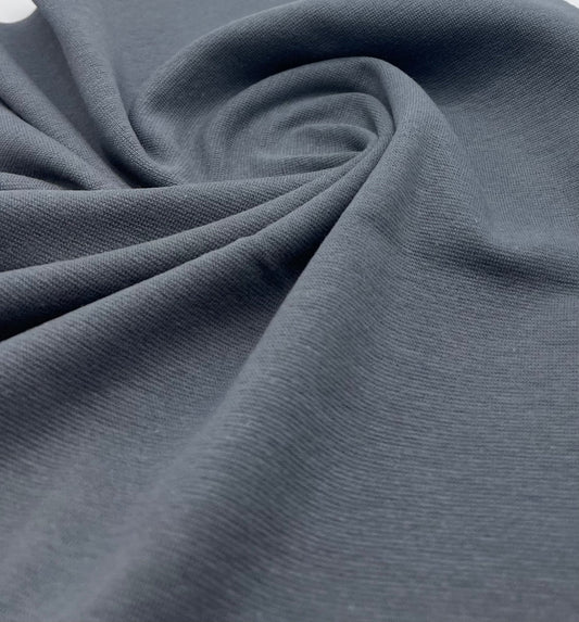 Grey Jersey Cuffing Ribbing Fabric 270 GSM Cotton Knit 70cm Wide