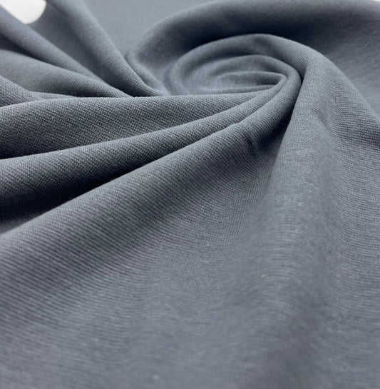 Grey Jersey Cuffing Ribbing Fabric 270 GSM Cotton Knit 70cm Wide
