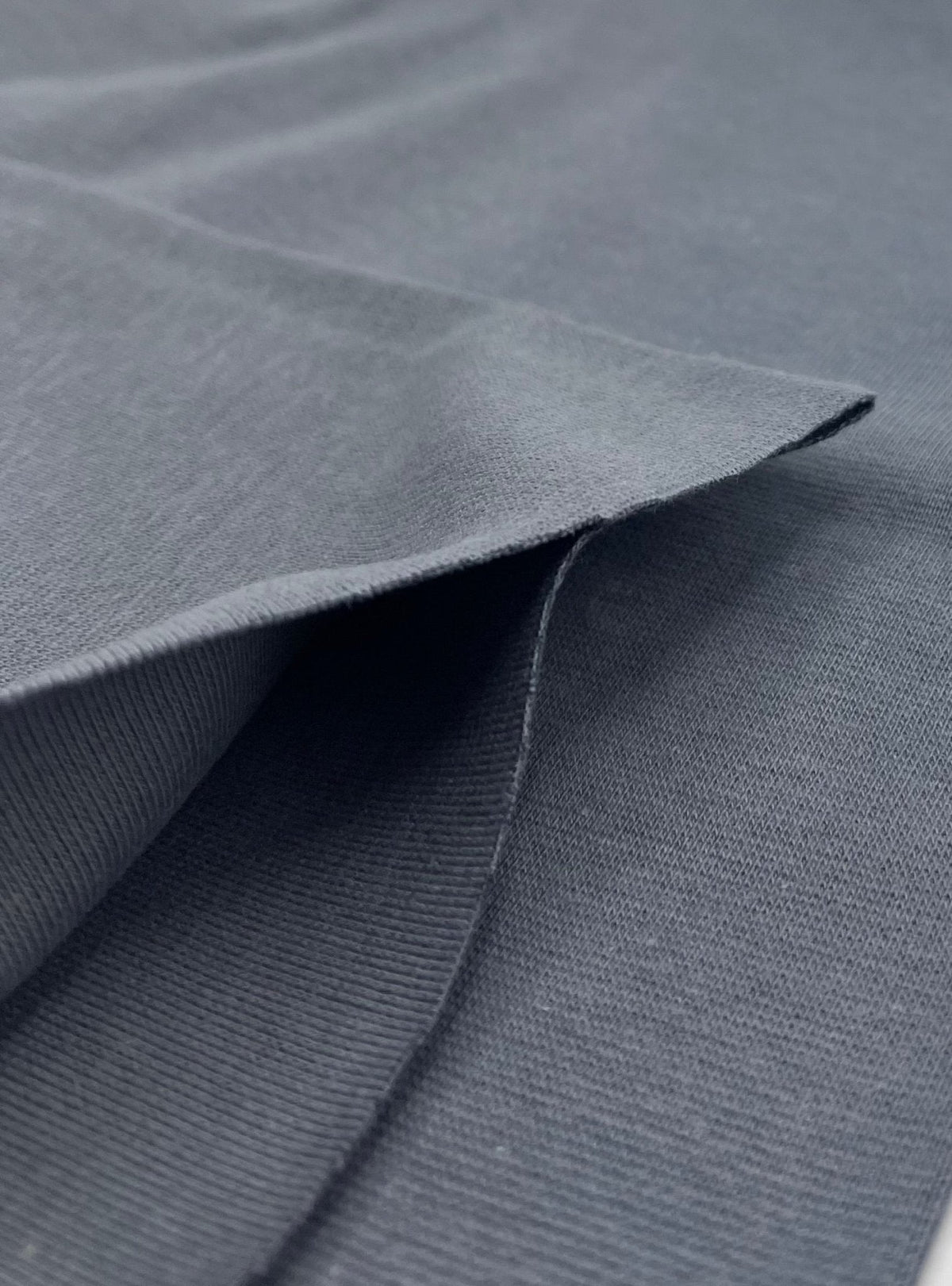 Grey Jersey Cuffing Ribbing Fabric 270 GSM Cotton Knit 70cm Wide