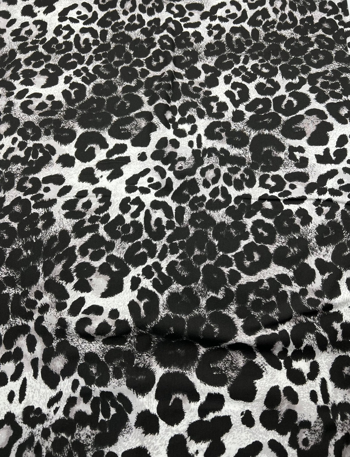 Grey Leopard Print Viscose Elastane Fabric