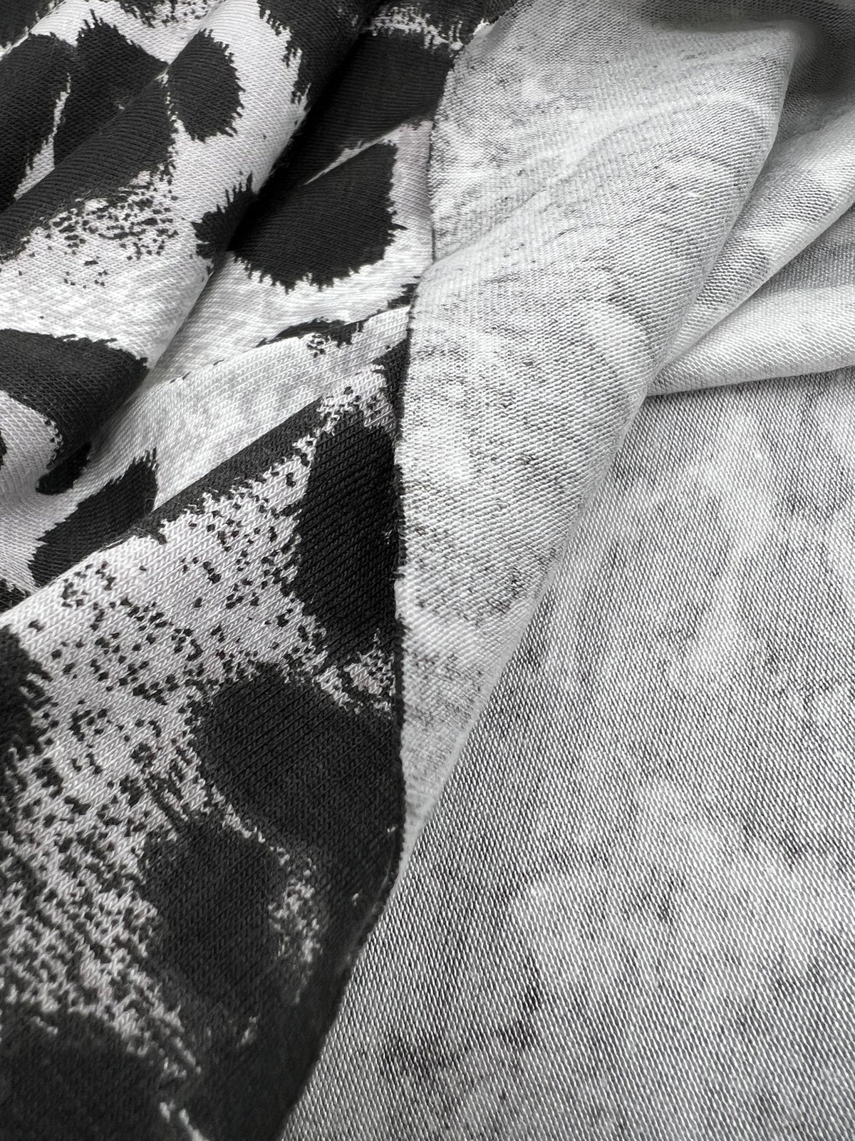 Grey Leopard Print Viscose Elastane Fabric