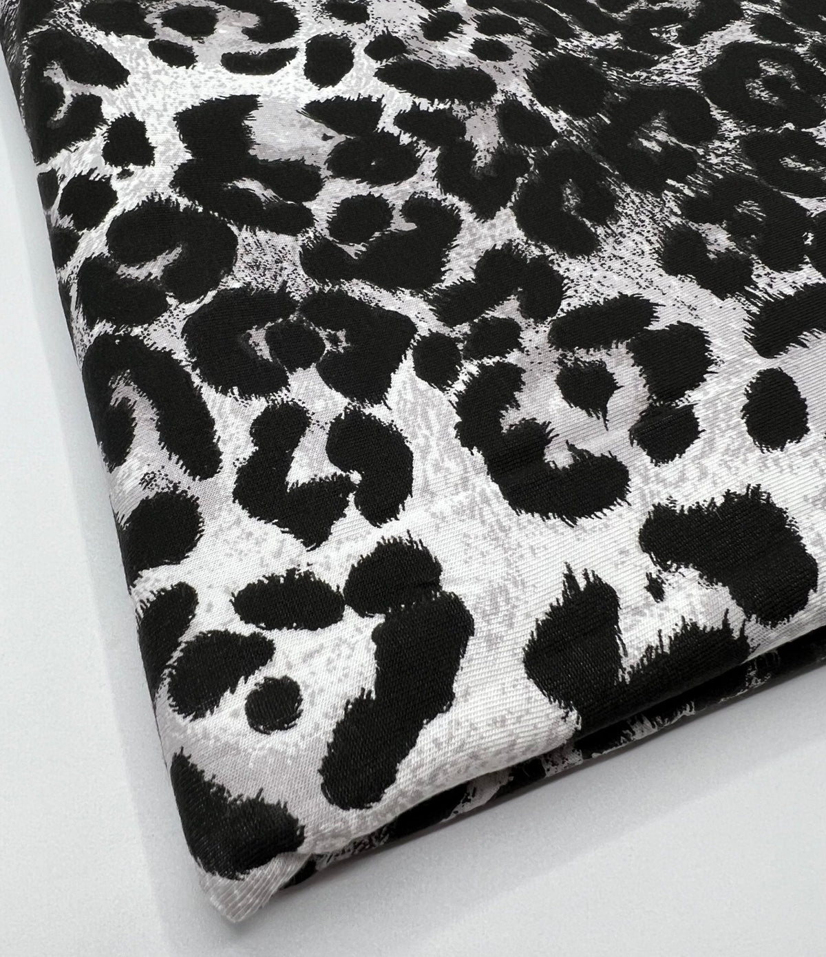 Grey Leopard Print Viscose Elastane Fabric