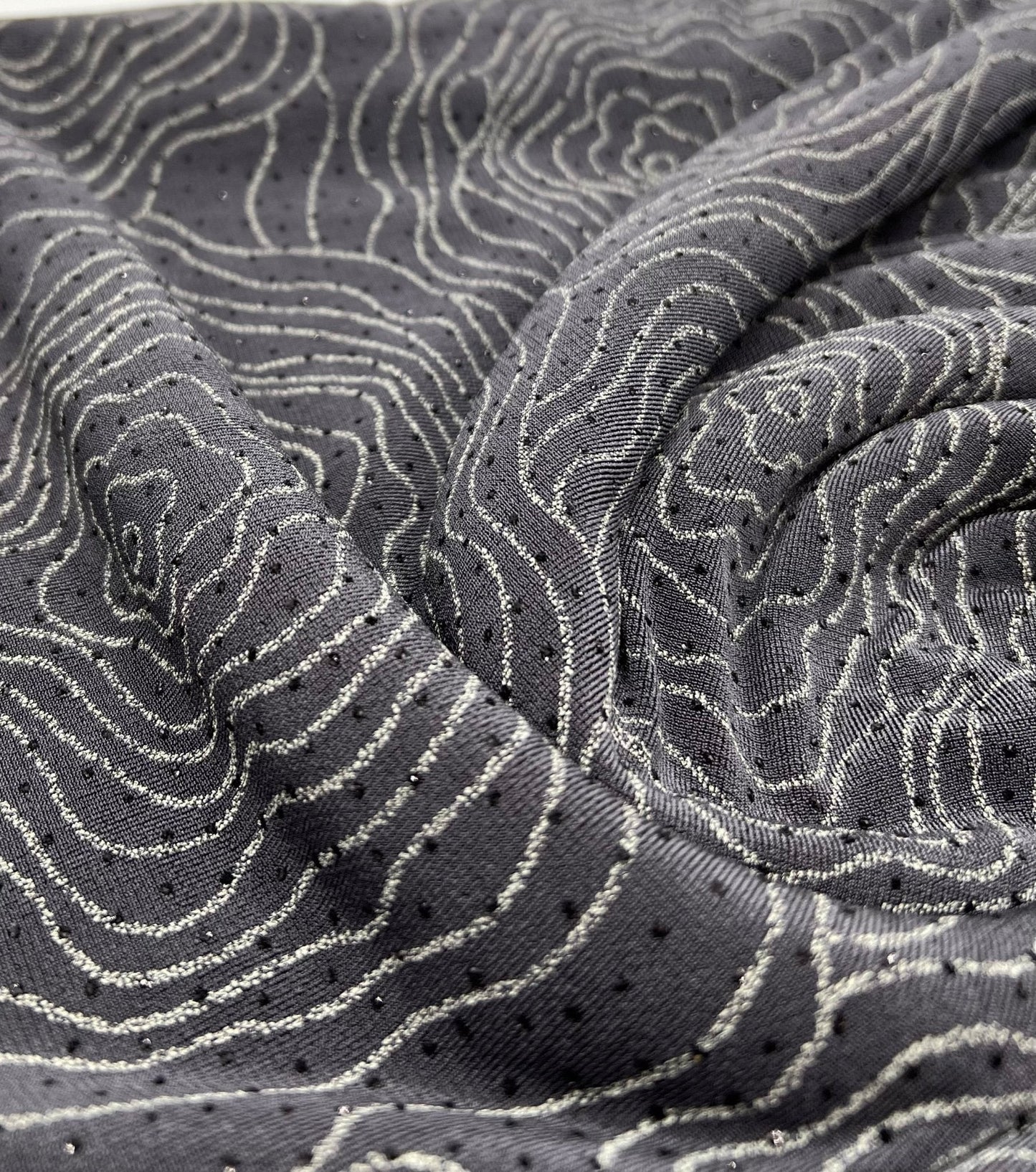 Grey Patterned Glitter Sequin 4 Way Stretch Dress Craft Fabric