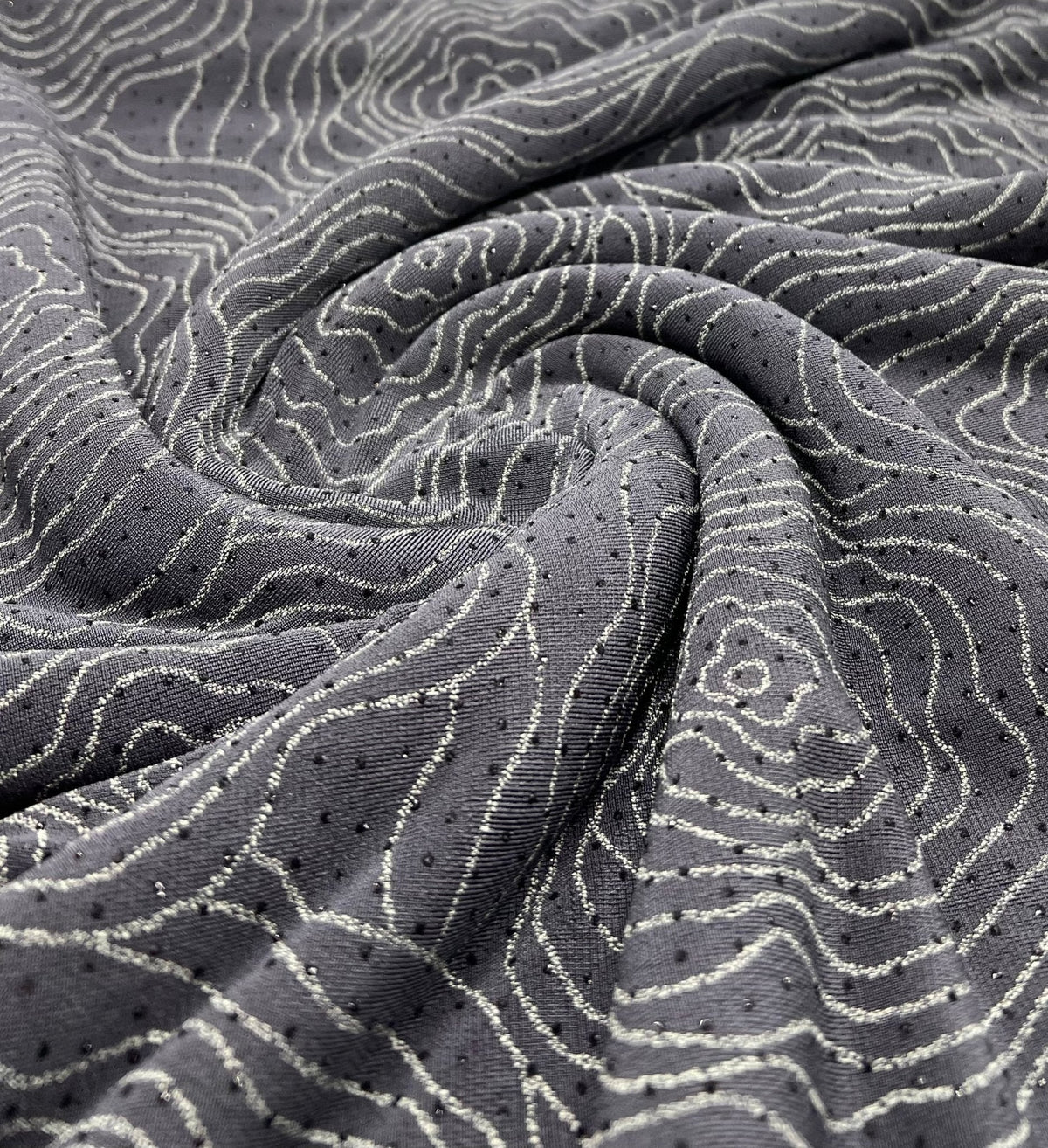 Grey Patterned Glitter Sequin 4 Way Stretch Dress Craft Fabric