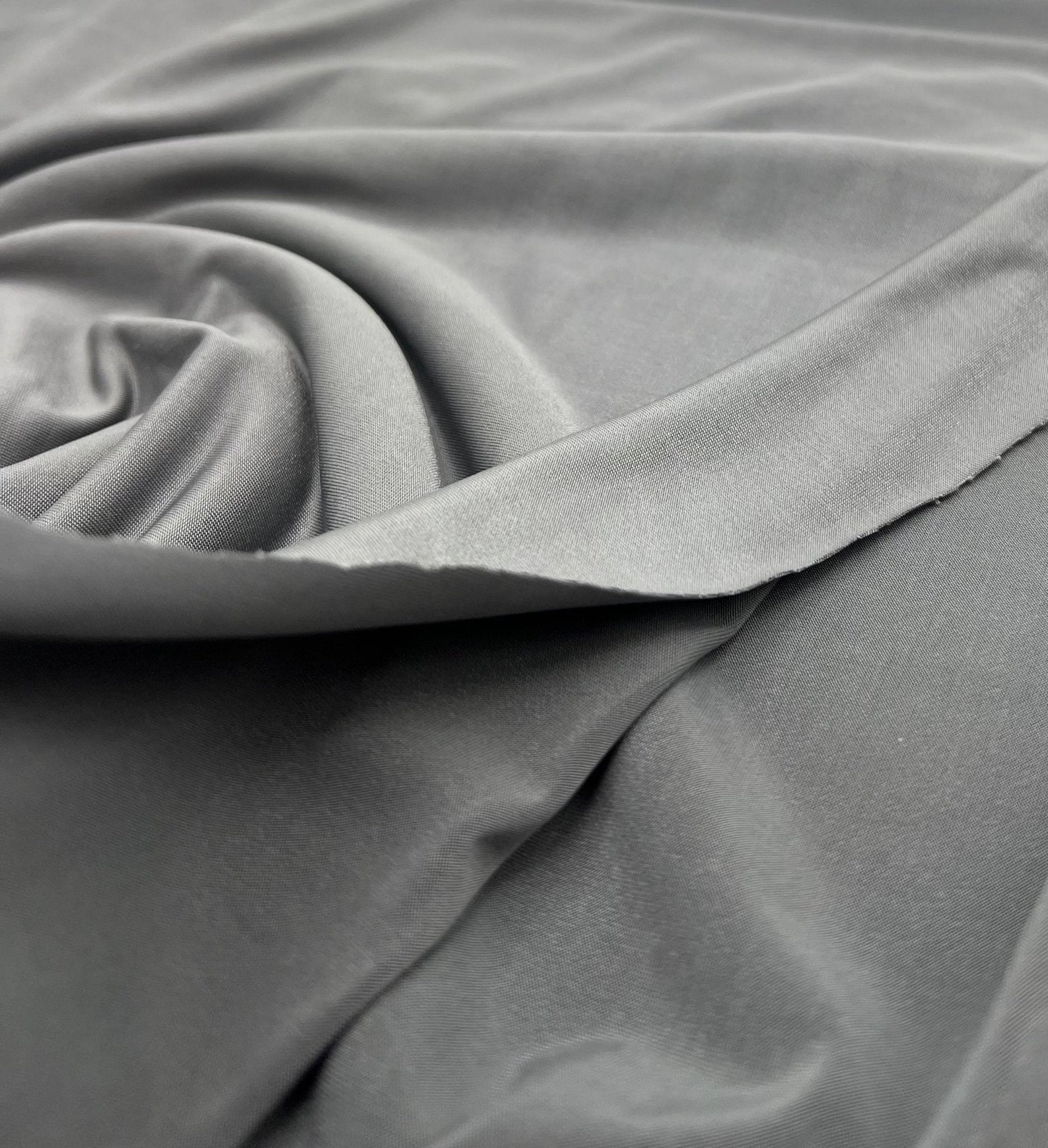 Grey Plain Shiny Soft Touch Slinky 4 Way Stretch Fabric