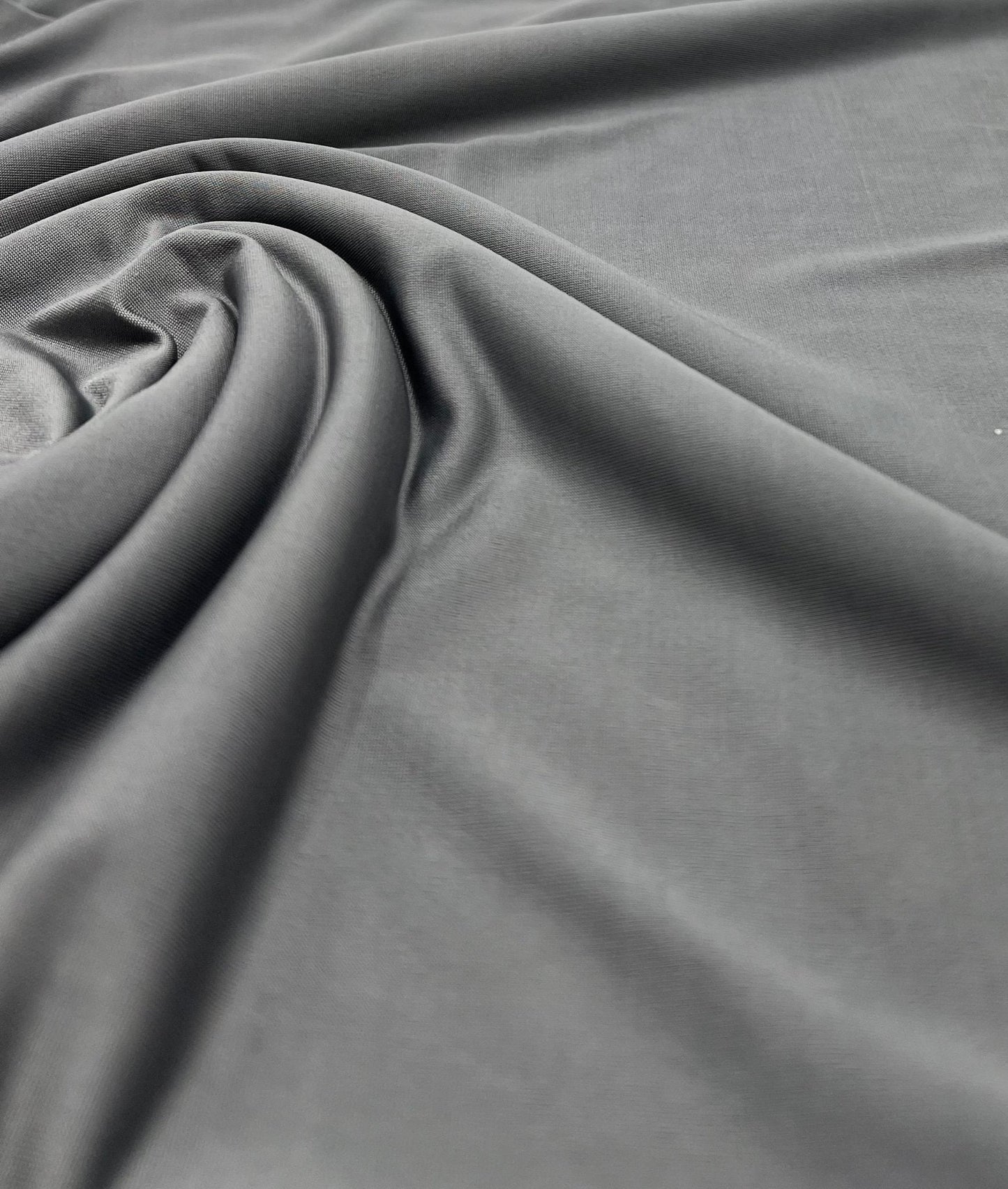 Grey Plain Shiny Soft Touch Slinky 4 Way Stretch Fabric