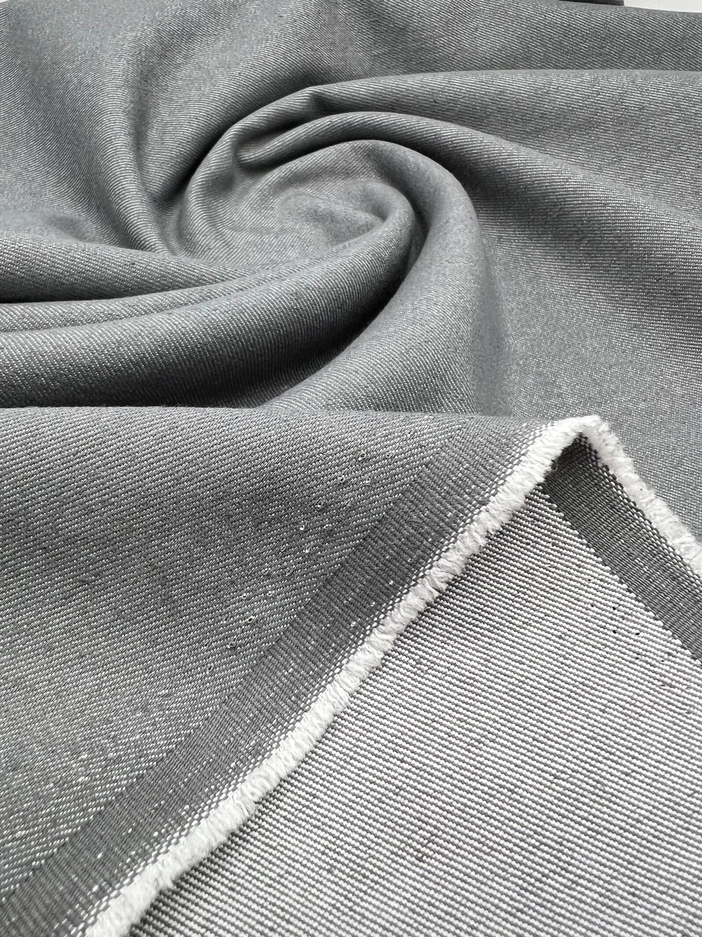 Grey Plain Washed Stretch Denim 280GSM