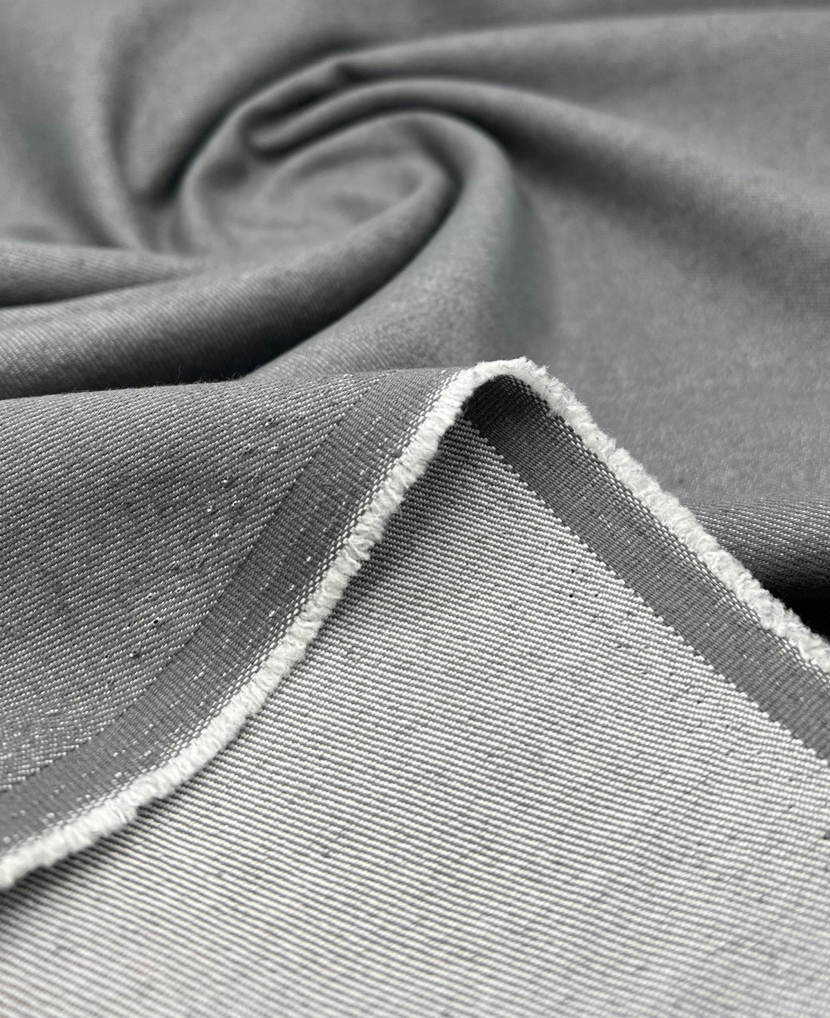Grey Plain Washed Stretch Denim 280GSM