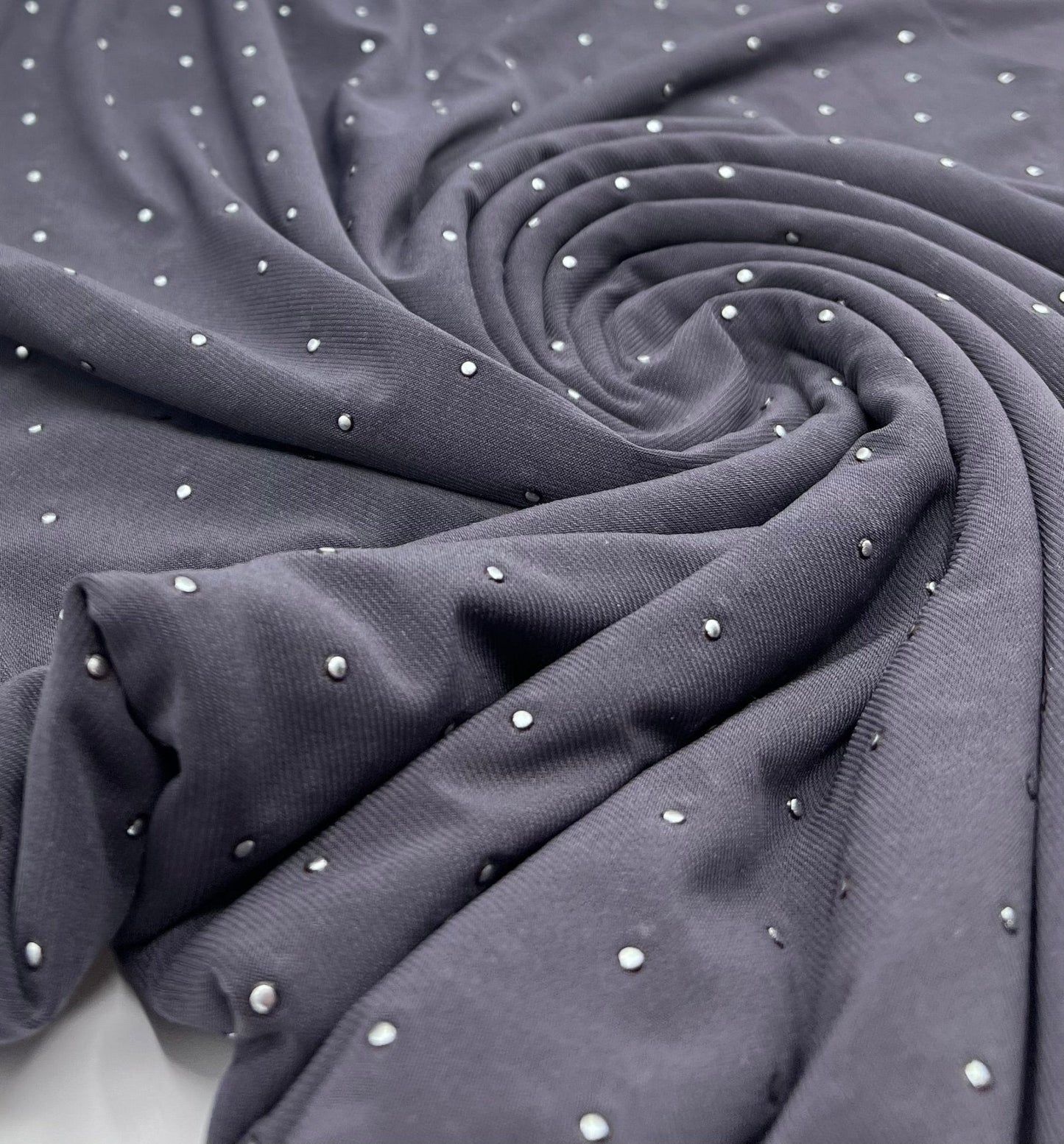Grey Silver Metal Stud ITY Fabric
