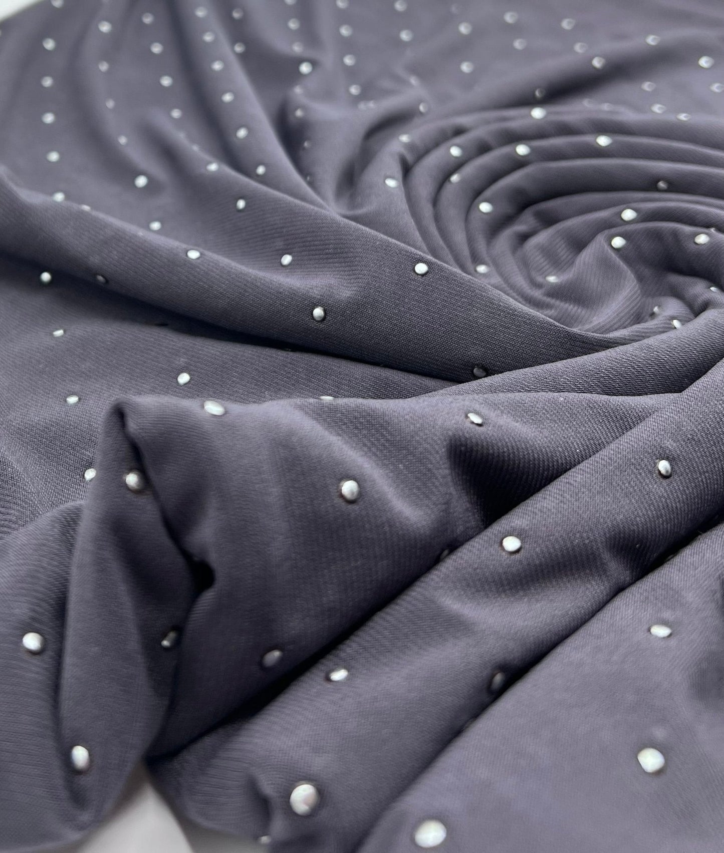 Grey Silver Metal Stud ITY Fabric