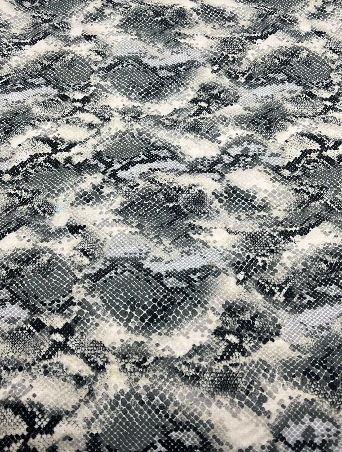 Grey Snake Mix 100% Viscose Non Stretch Fabric