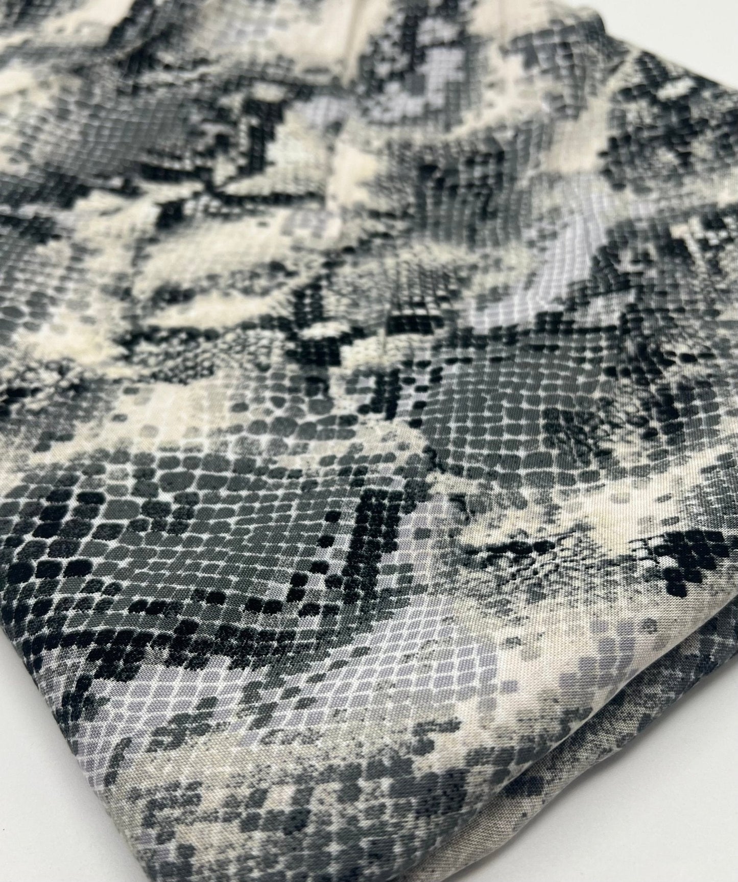 Grey Snake Mix 100% Viscose Non Stretch Fabric
