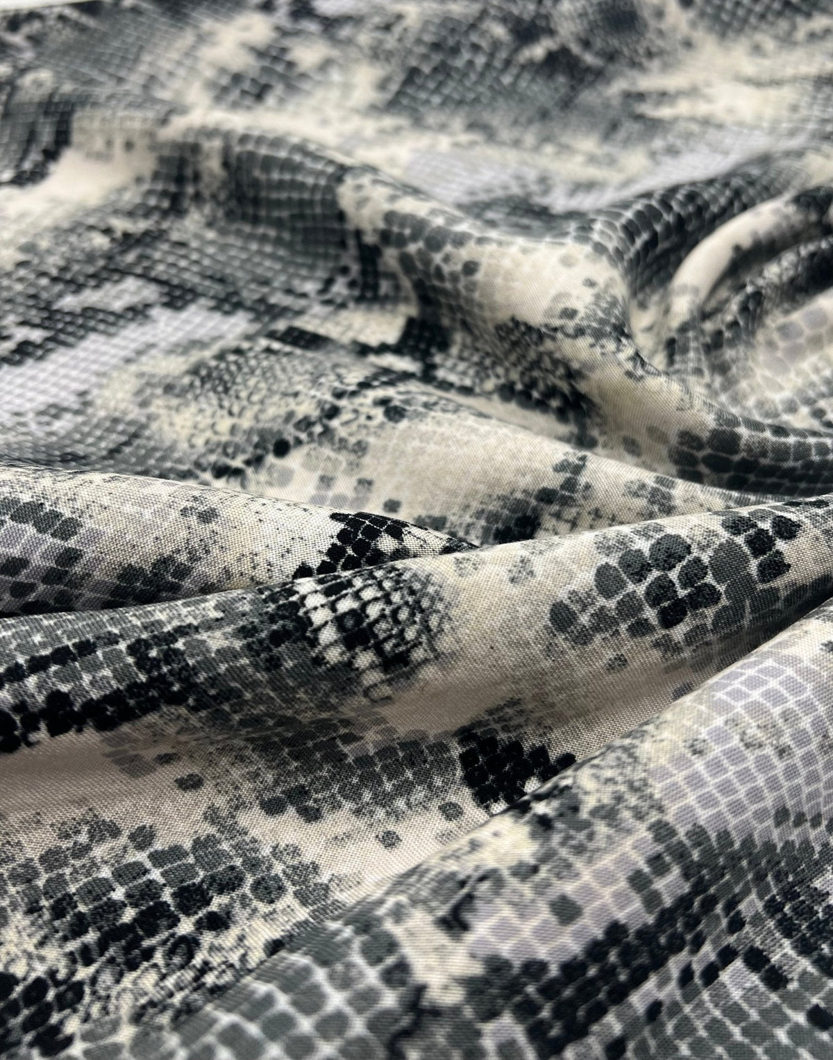 Grey Snake Mix 100% Viscose Non Stretch Fabric