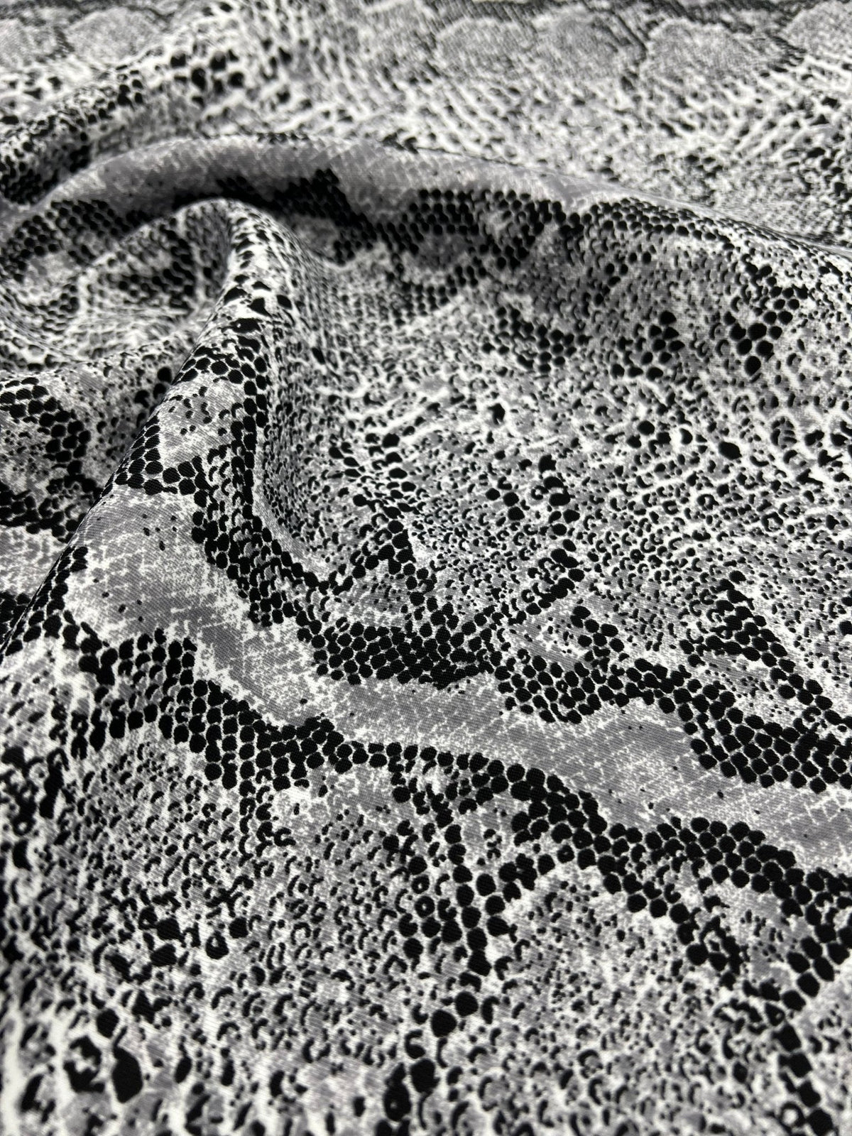 Grey Snake Printed Plain Scuba 4 Way Stretch Jersey Fabric