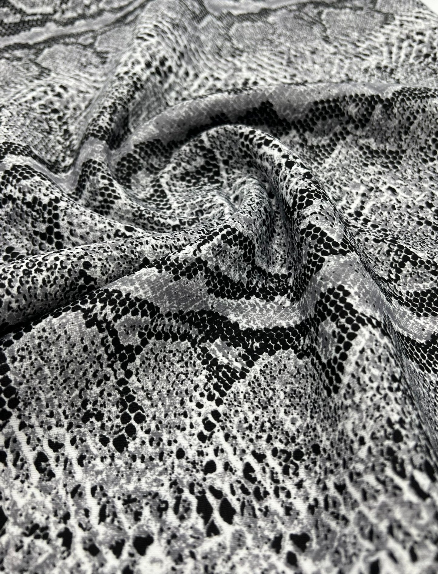 Grey Snake Printed Plain Scuba 4 Way Stretch Jersey Fabric
