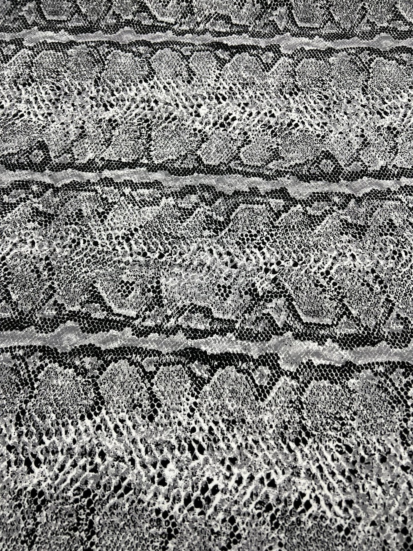 Grey Snake Printed Plain Scuba 4 Way Stretch Jersey Fabric
