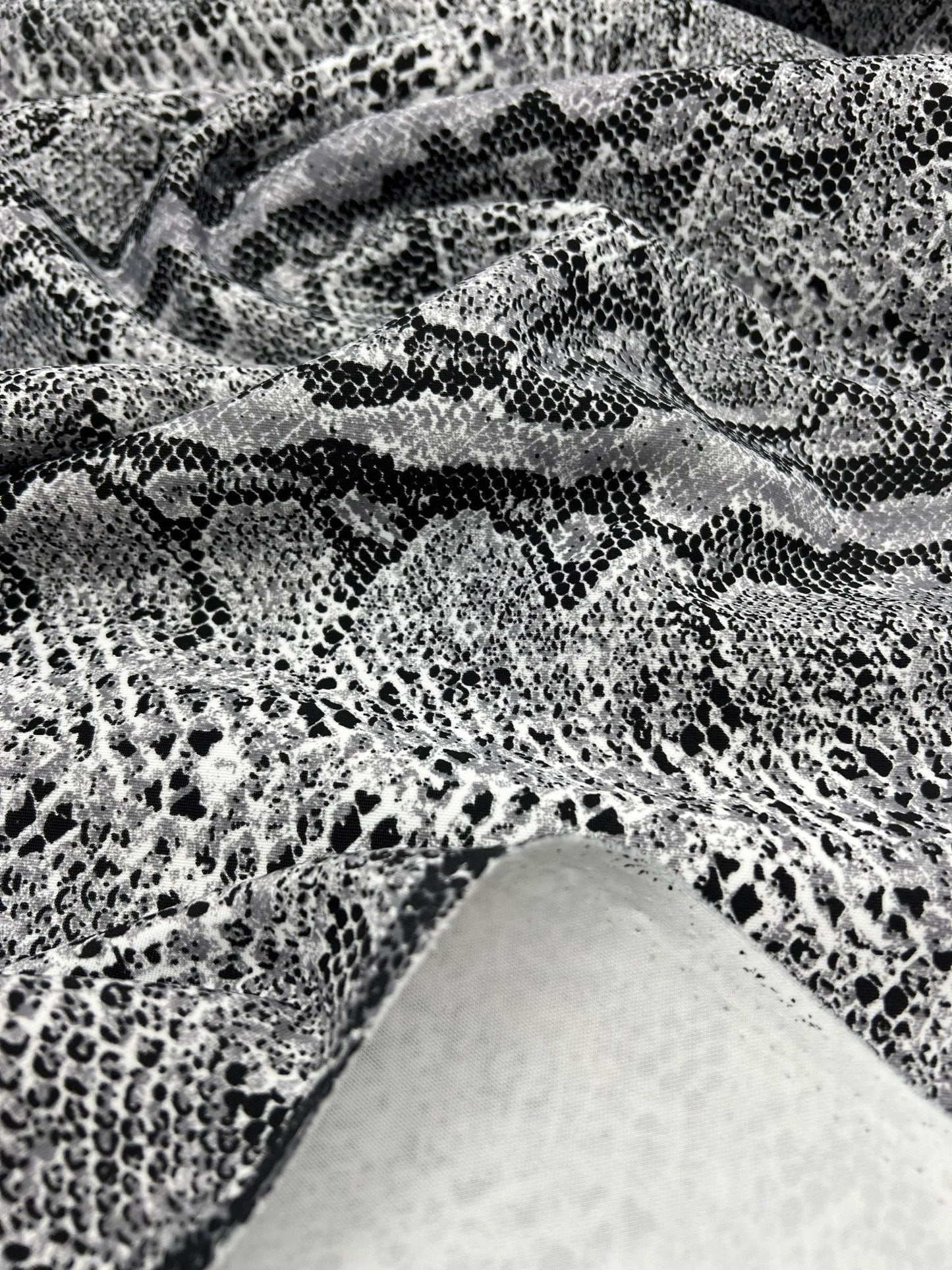 Grey Snake Printed Plain Scuba 4 Way Stretch Jersey Fabric