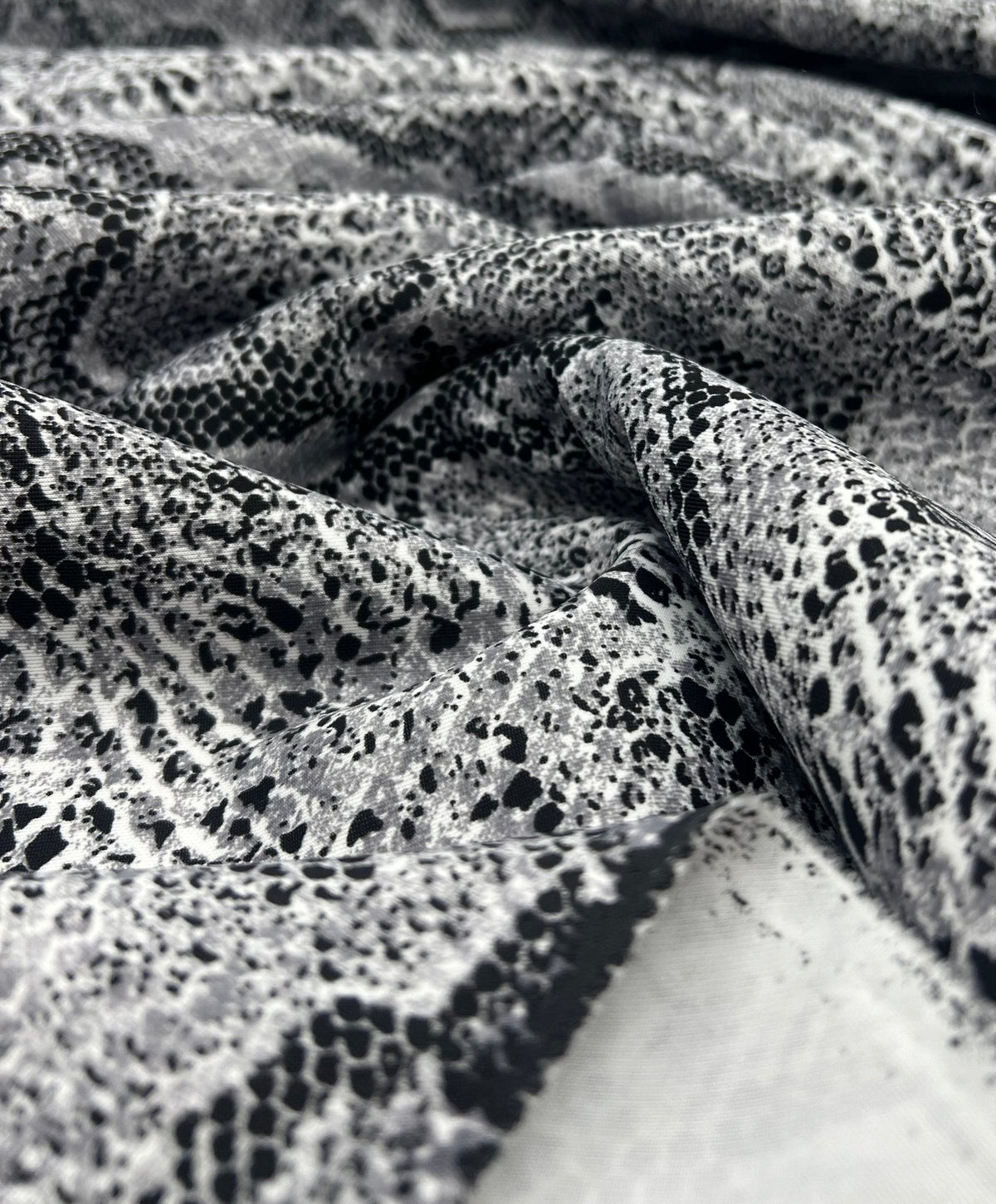 Grey Snake Printed Scuba Crepe Jersey Fabric 4 Way Stretch