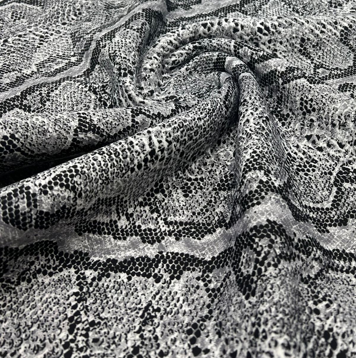 Grey Snake Printed Scuba Crepe Jersey Fabric 4 Way Stretch
