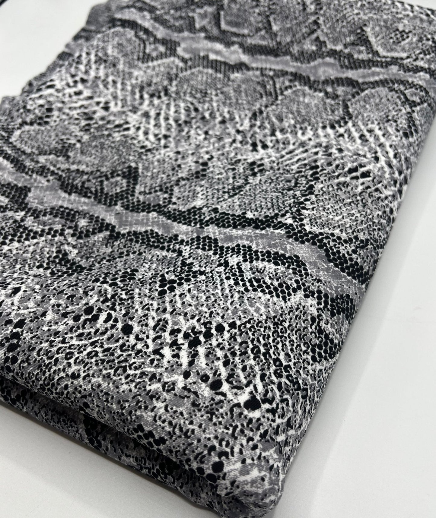 Grey Snake Printed Scuba Crepe Jersey Fabric 4 Way Stretch