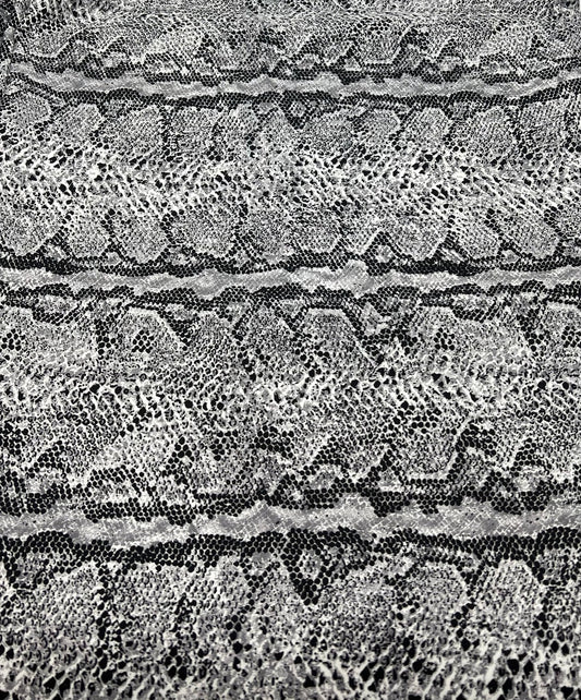 Grey Snake Printed Scuba Crepe Jersey Fabric 4 Way Stretch