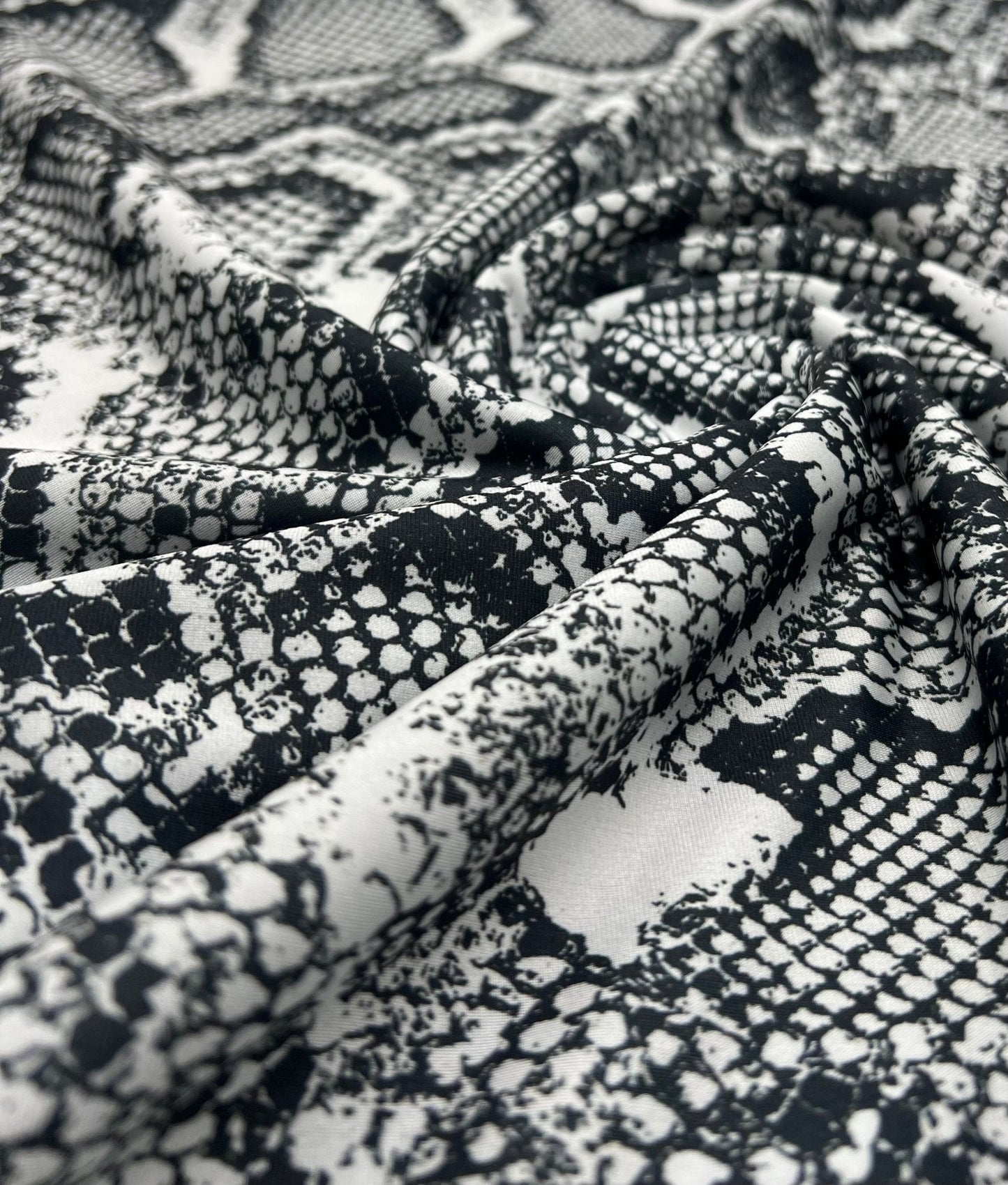 Grey Snake Printed Swimwear / Sportswear 4 Way Stretch Fabric