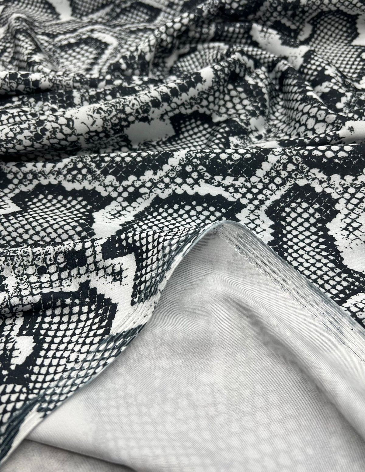Grey Snake Printed Swimwear / Sportswear 4 Way Stretch Fabric
