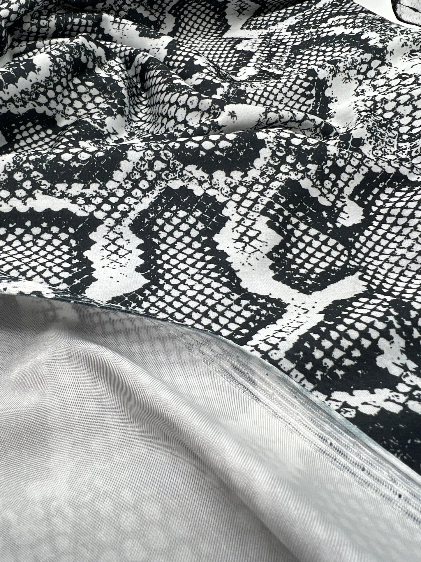 Grey Snake Printed Swimwear / Sportswear 4 Way Stretch Fabric