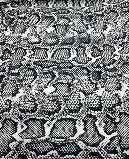 Grey Snake Printed Swimwear / Sportswear 4 Way Stretch Fabric