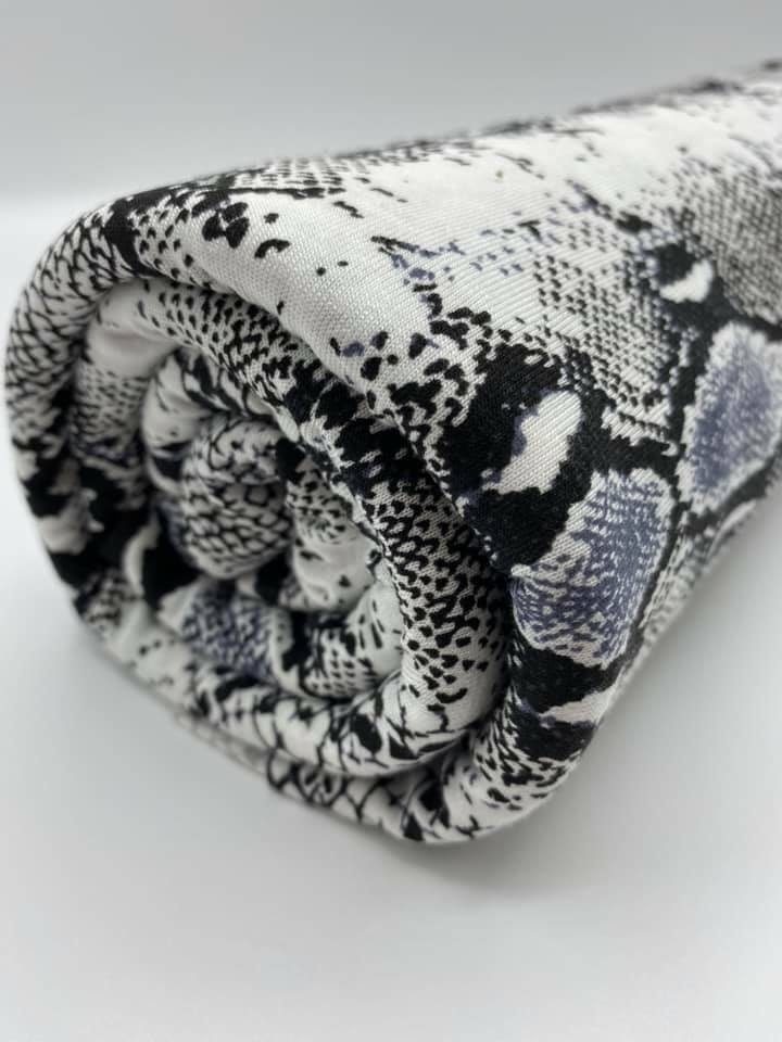 Grey Snakeskin Print Viscose Elastane Fabric