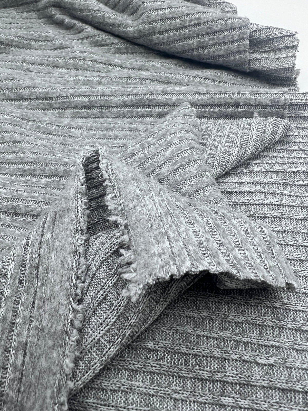 Grey Soft Cosy Wide Rib Stretch Fabric