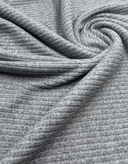 Grey Soft Cosy Wide Rib Stretch Fabric