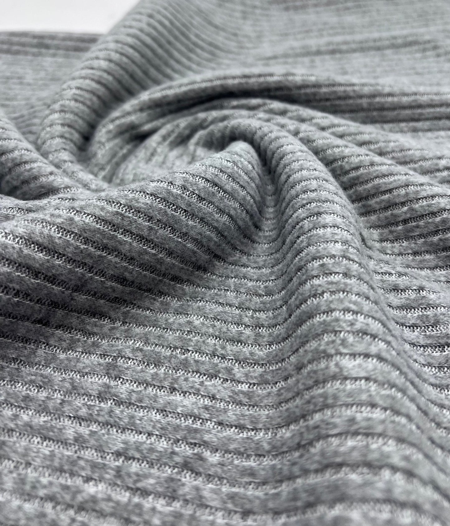 Grey Soft Cosy Wide Rib Stretch Fabric