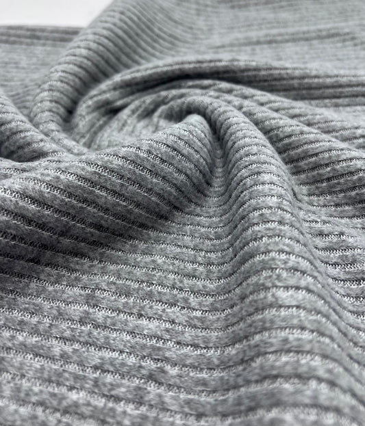 Grey Soft Cosy Wide Rib Stretch Fabric