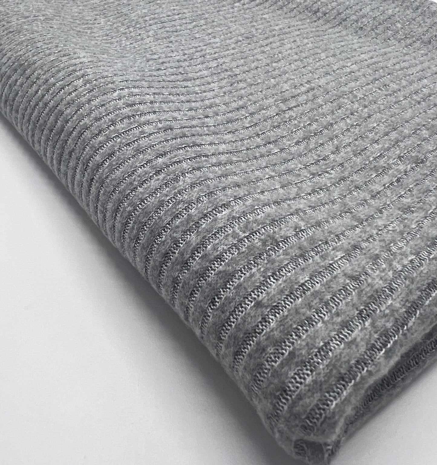 Grey Soft Cosy Wide Rib Stretch Fabric