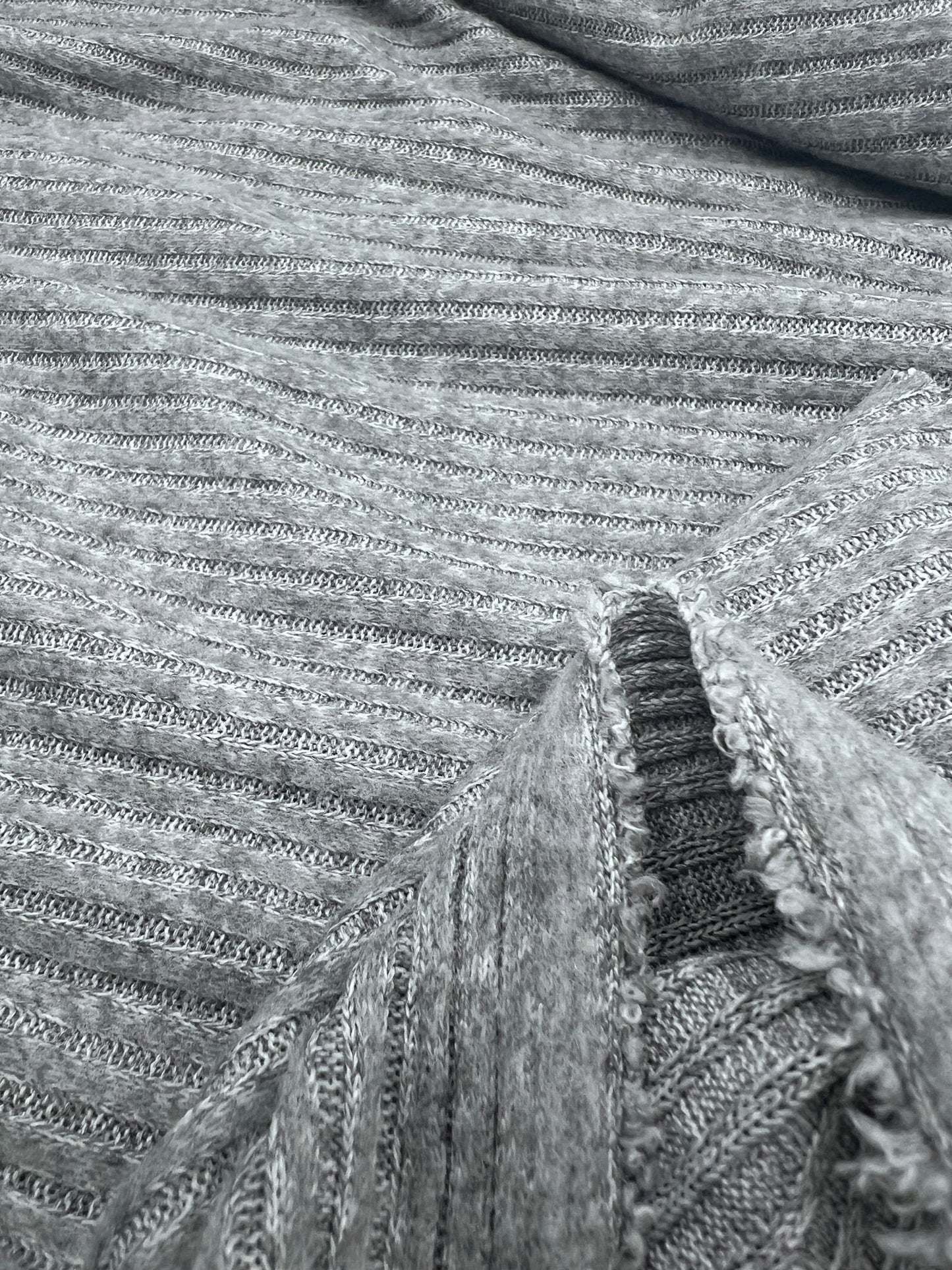 Grey Soft Cosy Wide Rib Stretch Fabric