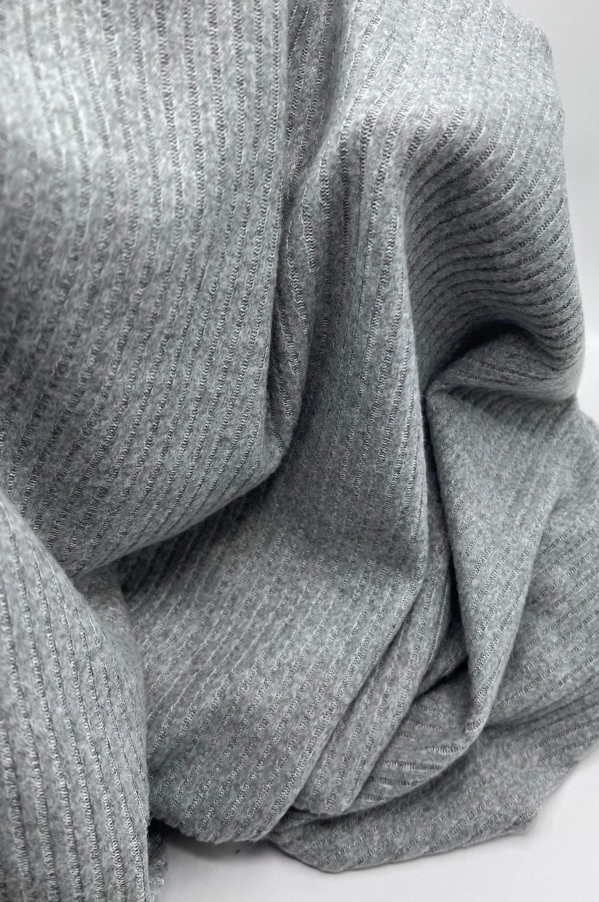 Grey Soft Cosy Wide Rib Stretch Fabric