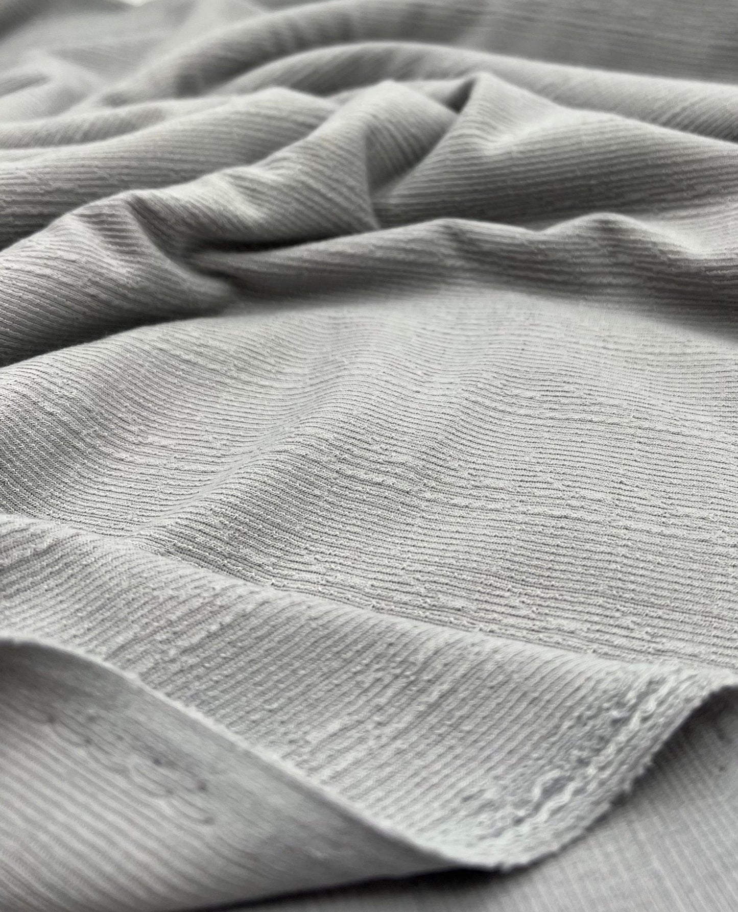 Grey Soft Striped Textured Stretch Fabric
