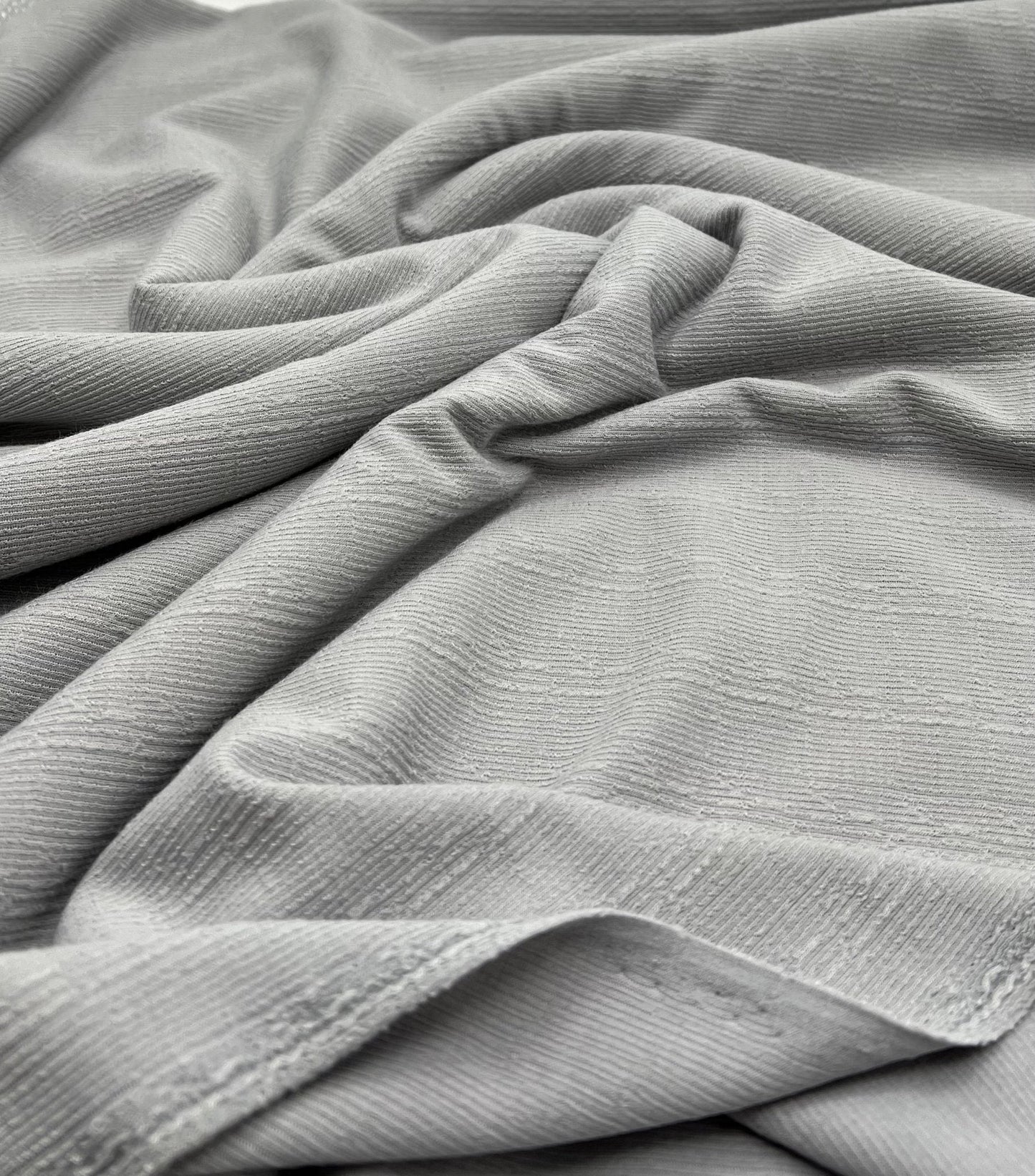 Grey Soft Striped Textured Stretch Fabric
